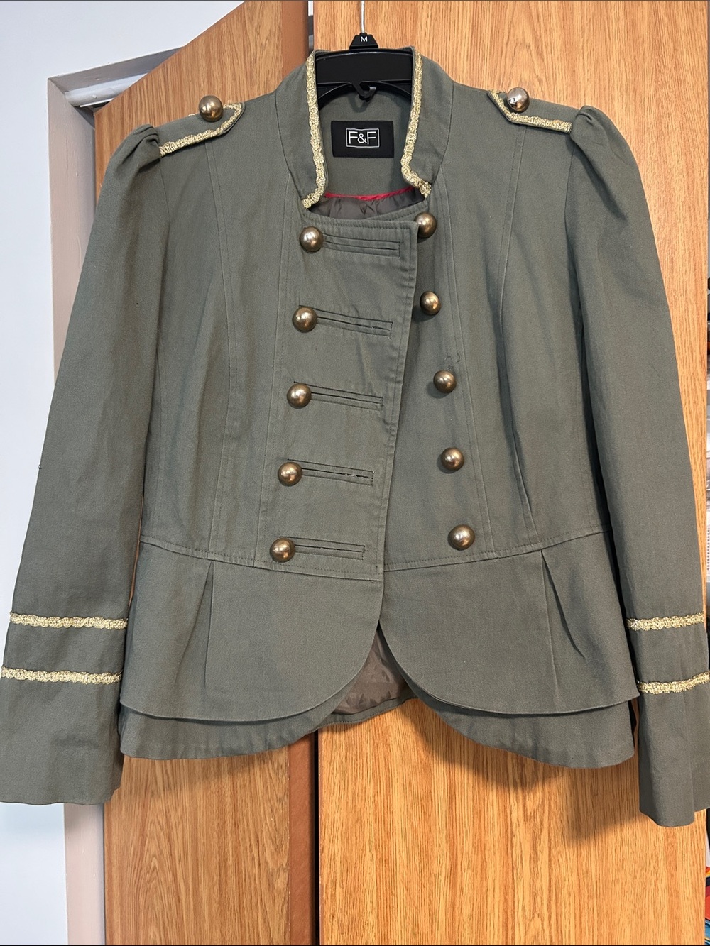 F&F Olive Green Military-Inspired Double-Breasted Blazer